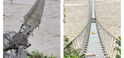 रसुवा बाढीपछि झोलुङ्गे पुल मर्मत तथा पुनर्निर्माण तीव्र : पुर्वधार मन्त्रालय